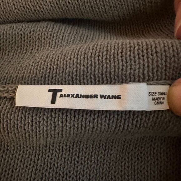 T Alexander Wang Grey 100% Cotton Knit Hooded Crewneck Sweater Size Small - Picture 5 of 6